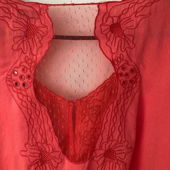 Jun & Ivy Coral Eyelet Blouse NWT Valentine’s Worthy - Picture 9 of 12